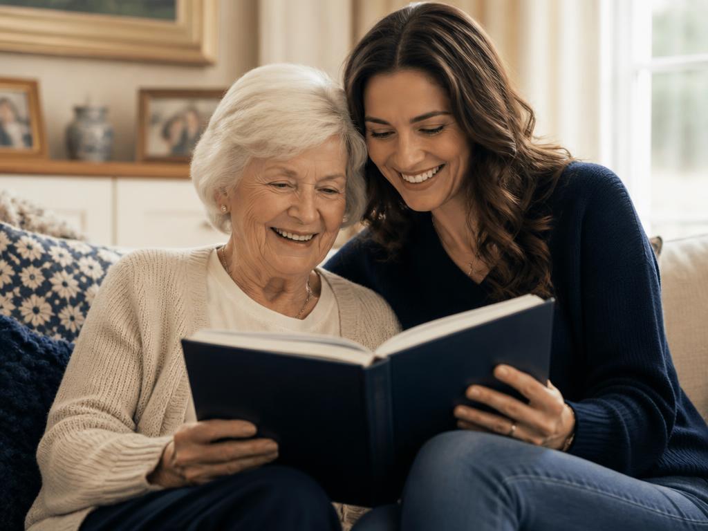 Un père et son fils découvrent ensemble le livre premium